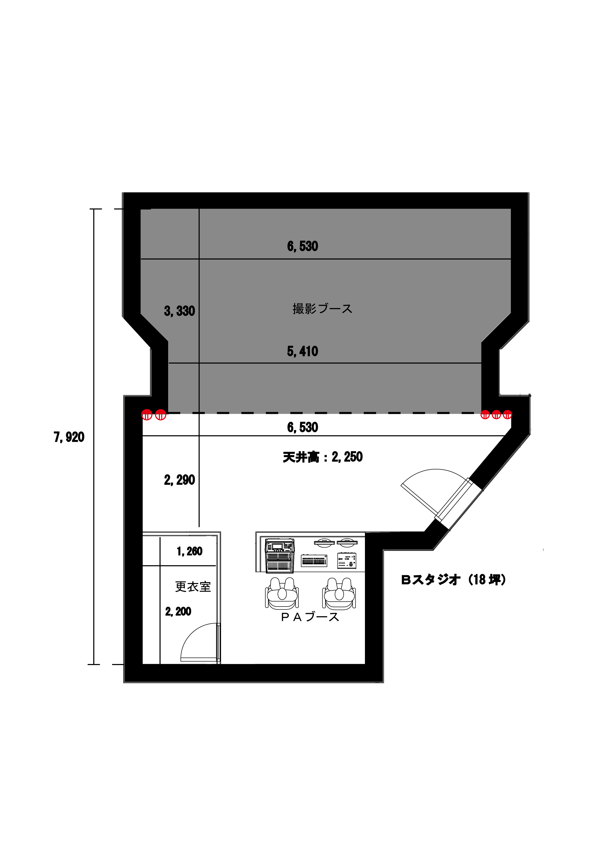 Ustudio Bスタジオの図面1